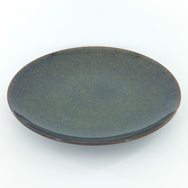 21cm Ceramic Side Plate - Dark Grey-Green Reactive Glaze