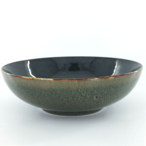 24cm Ceramic Serving Bowl Dark Grey-Green Reactive Glaze