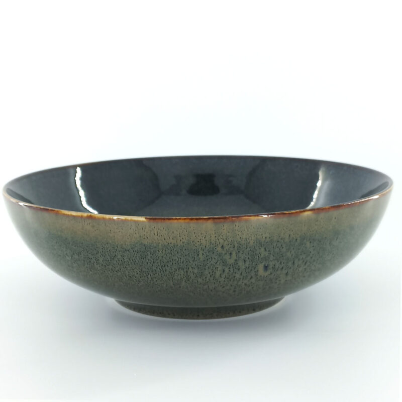 24cm Ceramic Serving Bowl Dark Grey-Green Reactive Glaze