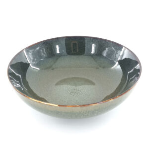 24cm Ceramic Serving Bowl Dark Grey-Green Reactive Glaze