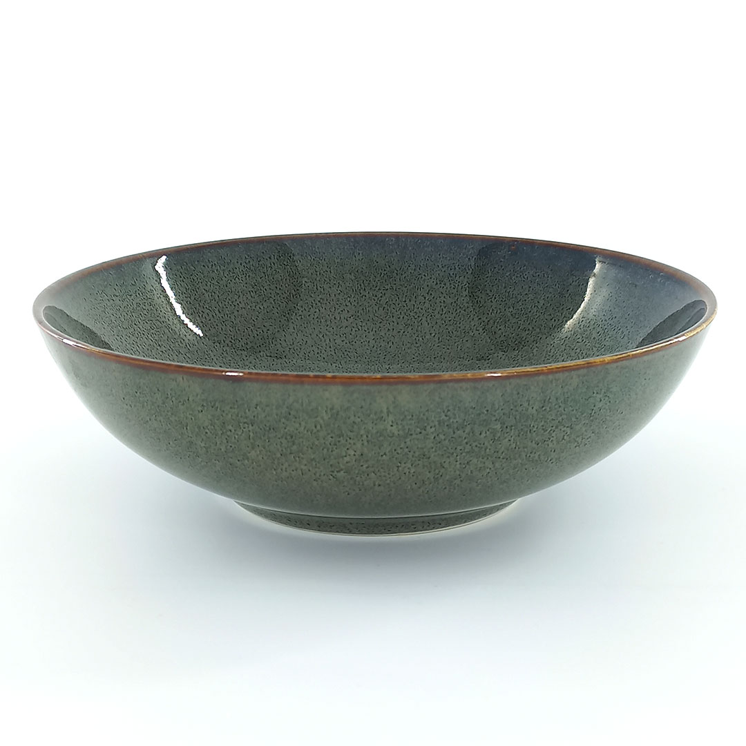 18cm Ceramic Bowl - Dark Grey-Green Reactive Glaze