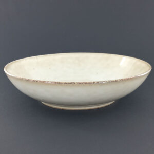 23cm Ceramic Deep Plate - Speckled Beige Reactive Glaze