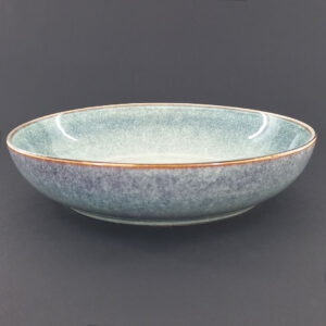 22cm Ceramic Deep Plate - Green-Blue Reactive Glaze