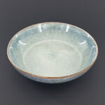 22cm Ceramic Deep Plate - Green-Blue Reactive Glaze