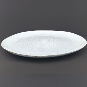 28cm Ceramic Dinner Plate - White-Grey Spiral Texture