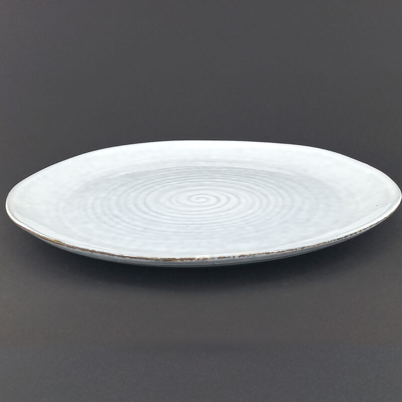 28cm Ceramic Dinner Plate - White-Grey Spiral Texture