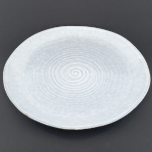 28cm Ceramic Dinner Plate - White-Grey Spiral Texture