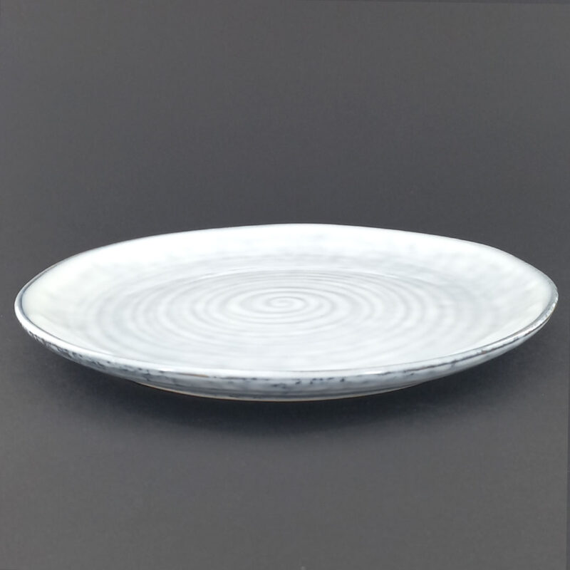 21.5cm Ceramic Side Plate - White-Grey Spiral Texture
