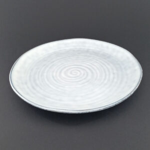21.5cm Ceramic Side Plate - White-Grey Spiral Texture