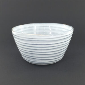 15cm Ceramic Bowl - White-Grey Spiral Texture