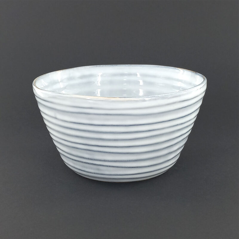 15cm Ceramic Bowl - White-Grey Spiral Texture