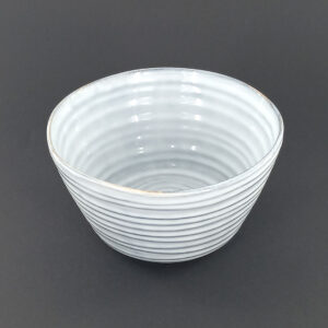 15cm Ceramic Bowl - White-Grey Spiral Texture