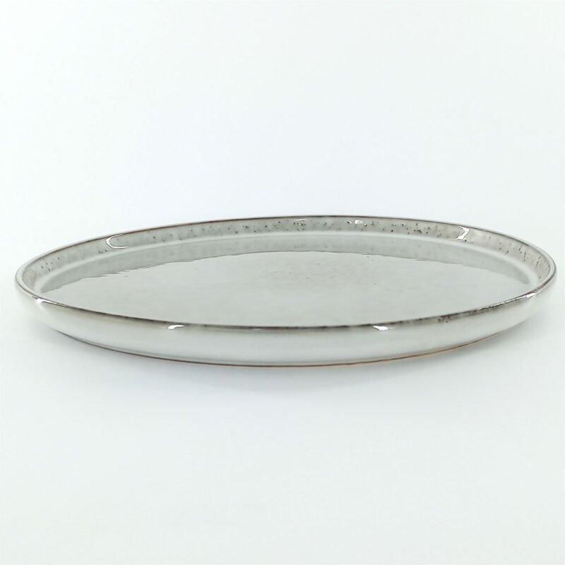 27.5cm Ceramic Dinner Plate - Speckled Grey, Steep Wall
