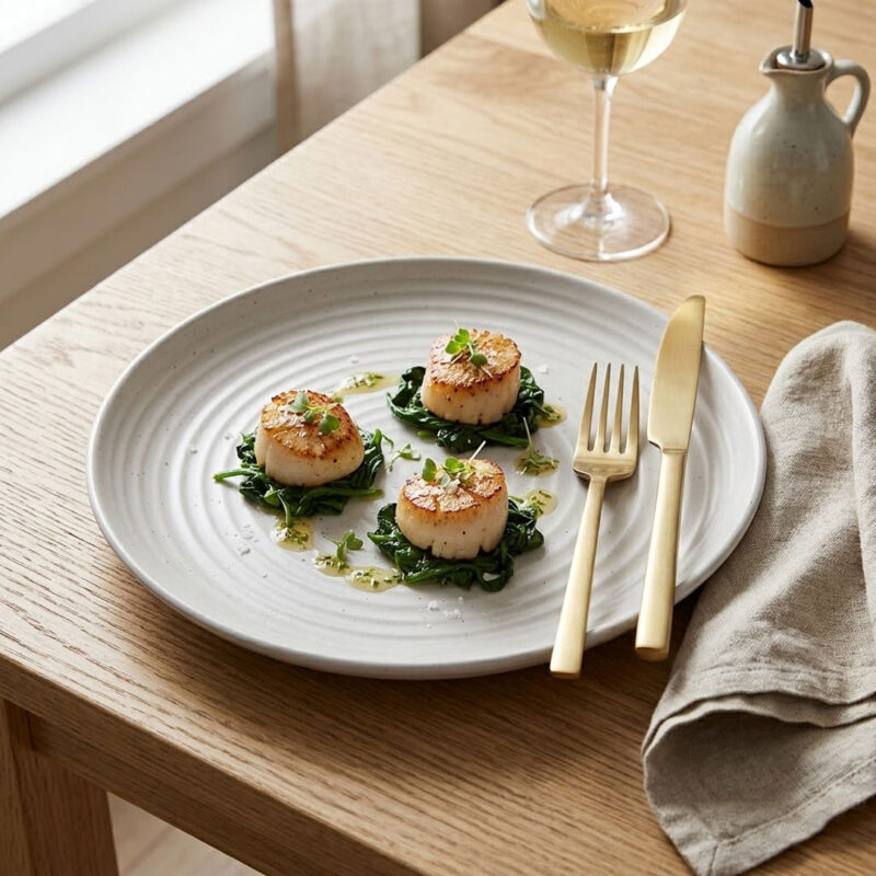 27cm Ceramic Dinner Plate - Textured Ridged Design