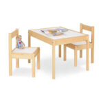3pc Kids Table and Chair Set - Solid Wood with White Top