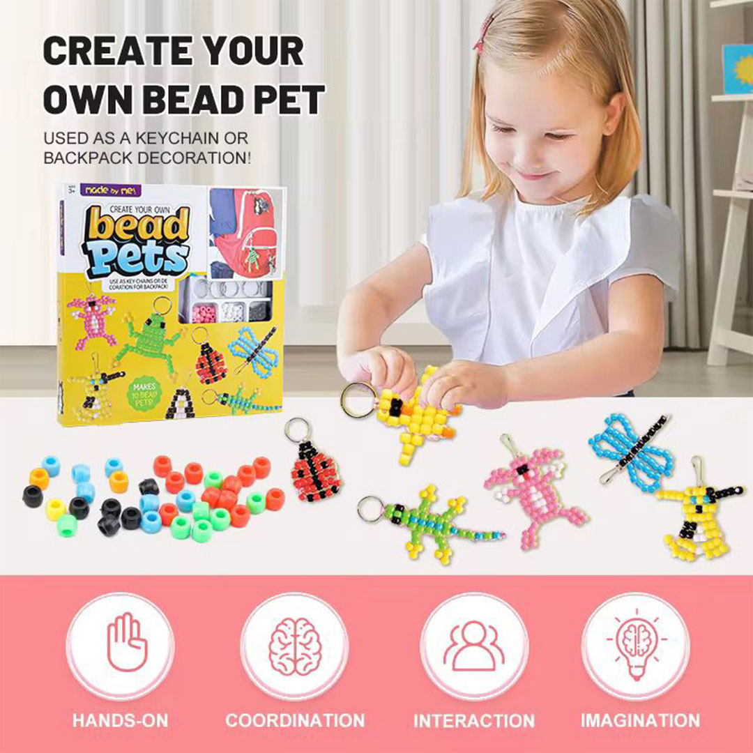 DIY Bead Pets Kit - Makes 10 Animal Keychain Charms