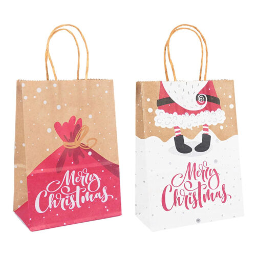 Kraft Paper Christmas Gift Bags – Small, Medium & Large