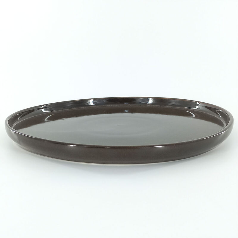 26.5cm Ceramic Dinner Plate - Dark Brown Reactive Glaze