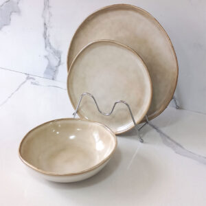 27cm Ceramic Dinner Plate - Beige Hand-Finished