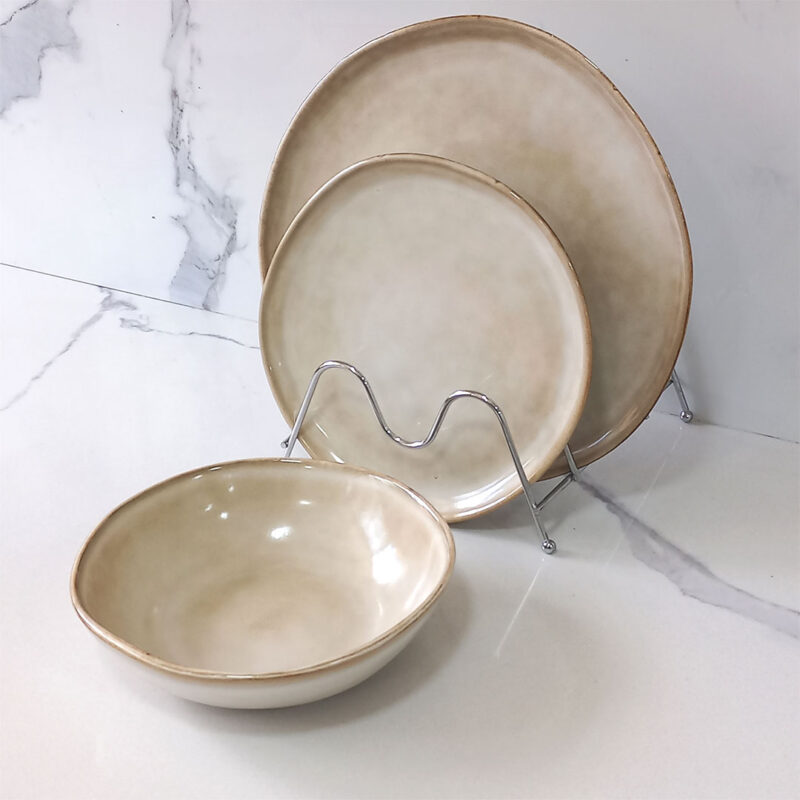 27cm Ceramic Dinner Plate - Beige Hand-Finished
