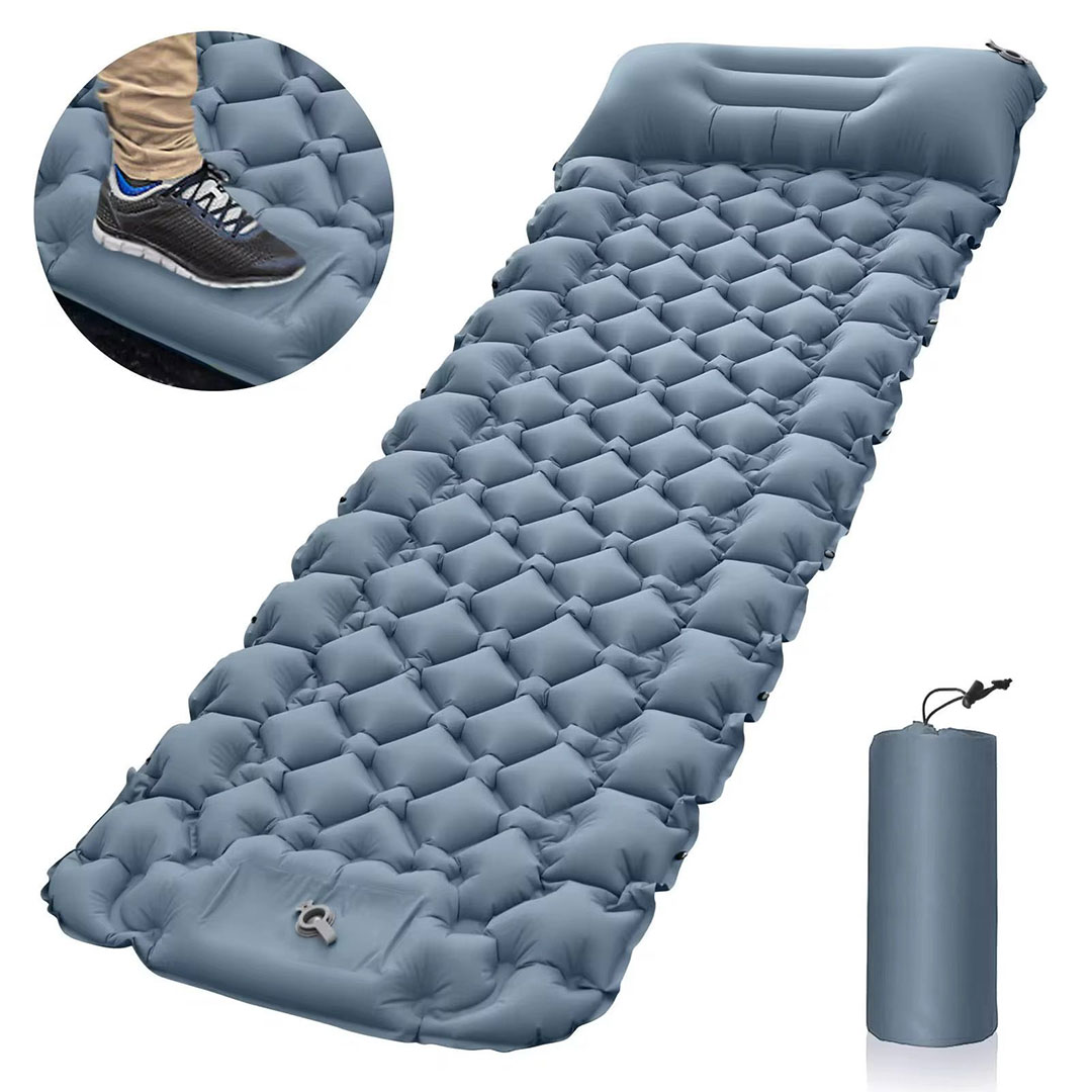 Inflatable Sleeping Mat with Built-in Foot Pump & Pillow