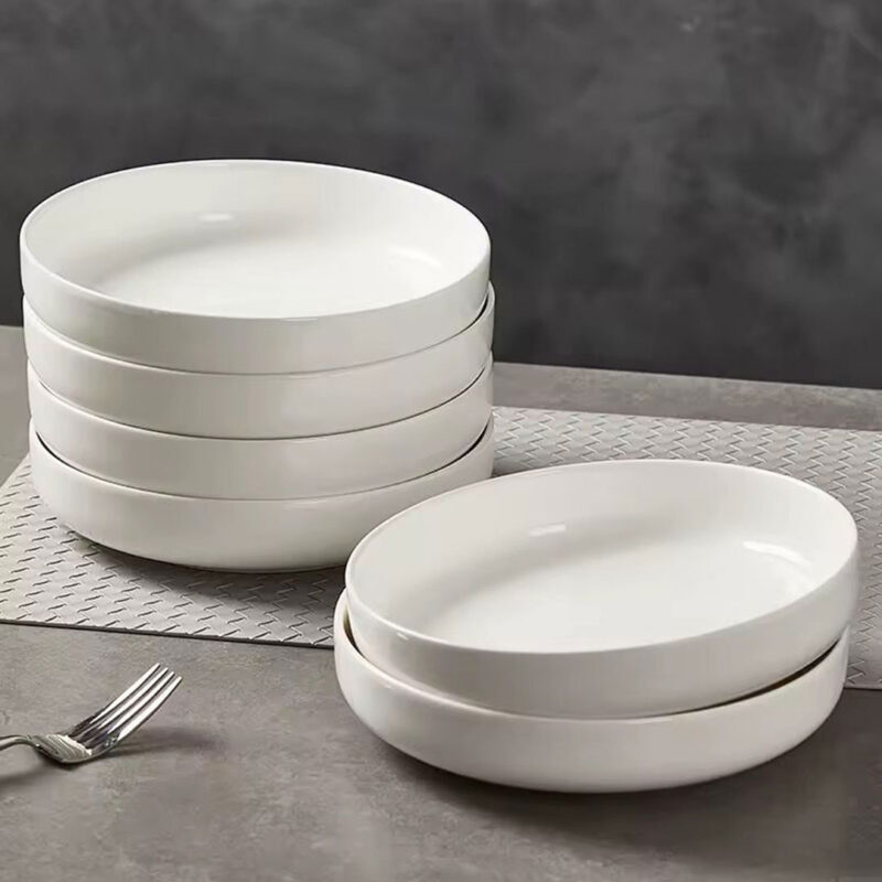 20cm-white-ceramic-deep-plate-2 20cm Glossy White Ceramic Deep Plate