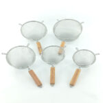 Fine Mesh Strainer with Wooden Handle – Stainless Steel Kitchen Sieve
