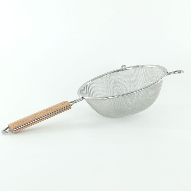 Fine Mesh Strainer with Wooden Handle – Stainless Steel Kitchen Sieve