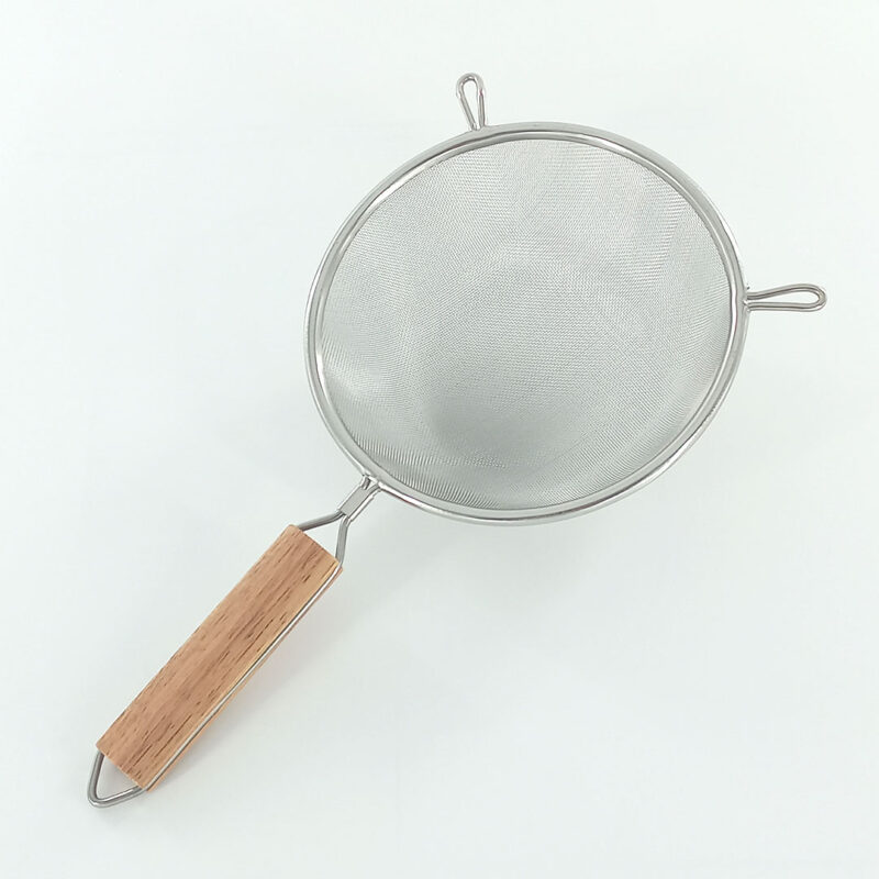 Fine Mesh Strainer with Wooden Handle – Stainless Steel Kitchen Sieve