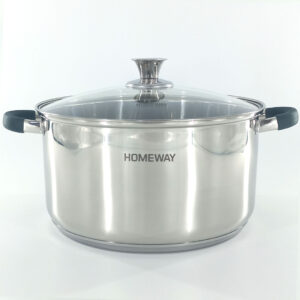 Stainless Steel Cooking Pot with Glass Lid - 24, 26 & 28cm