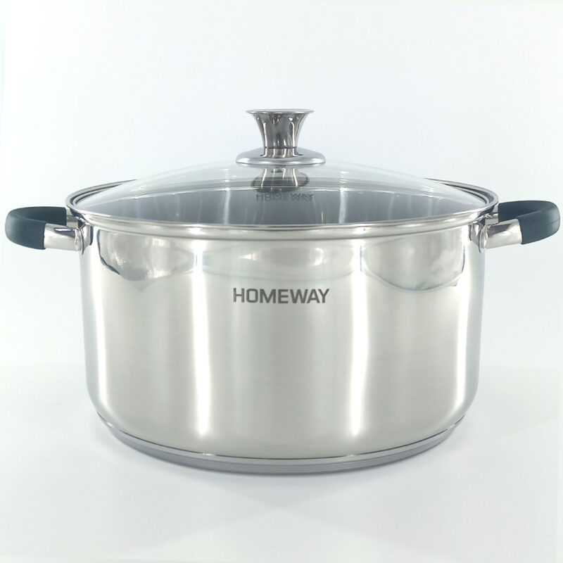 Stainless Steel Cooking Pot with Glass Lid - 24, 26 & 28cm