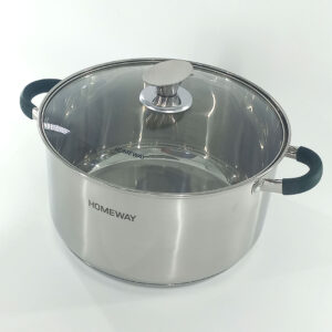 Stainless Steel Cooking Pot with Glass Lid - 24, 26 & 28cm