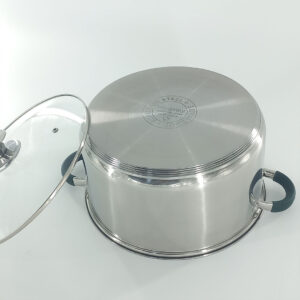 Stainless Steel Cooking Pot with Glass Lid - 24, 26 & 28cm