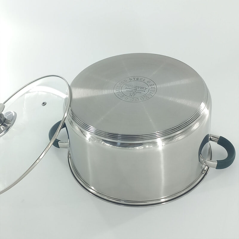Stainless Steel Cooking Pot with Glass Lid - 24, 26 & 28cm