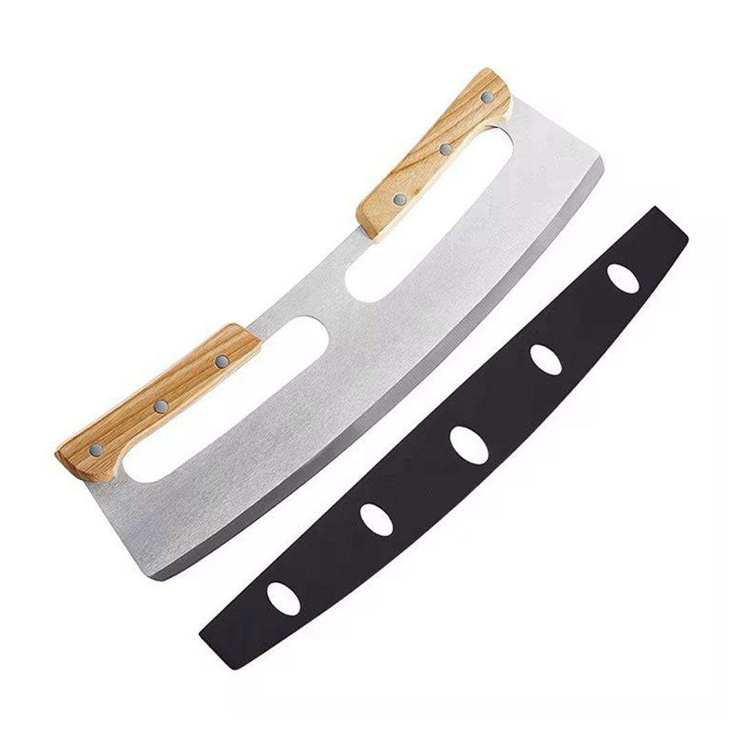 35cm Pizza Cutter Rocker with Dual Wood Handles