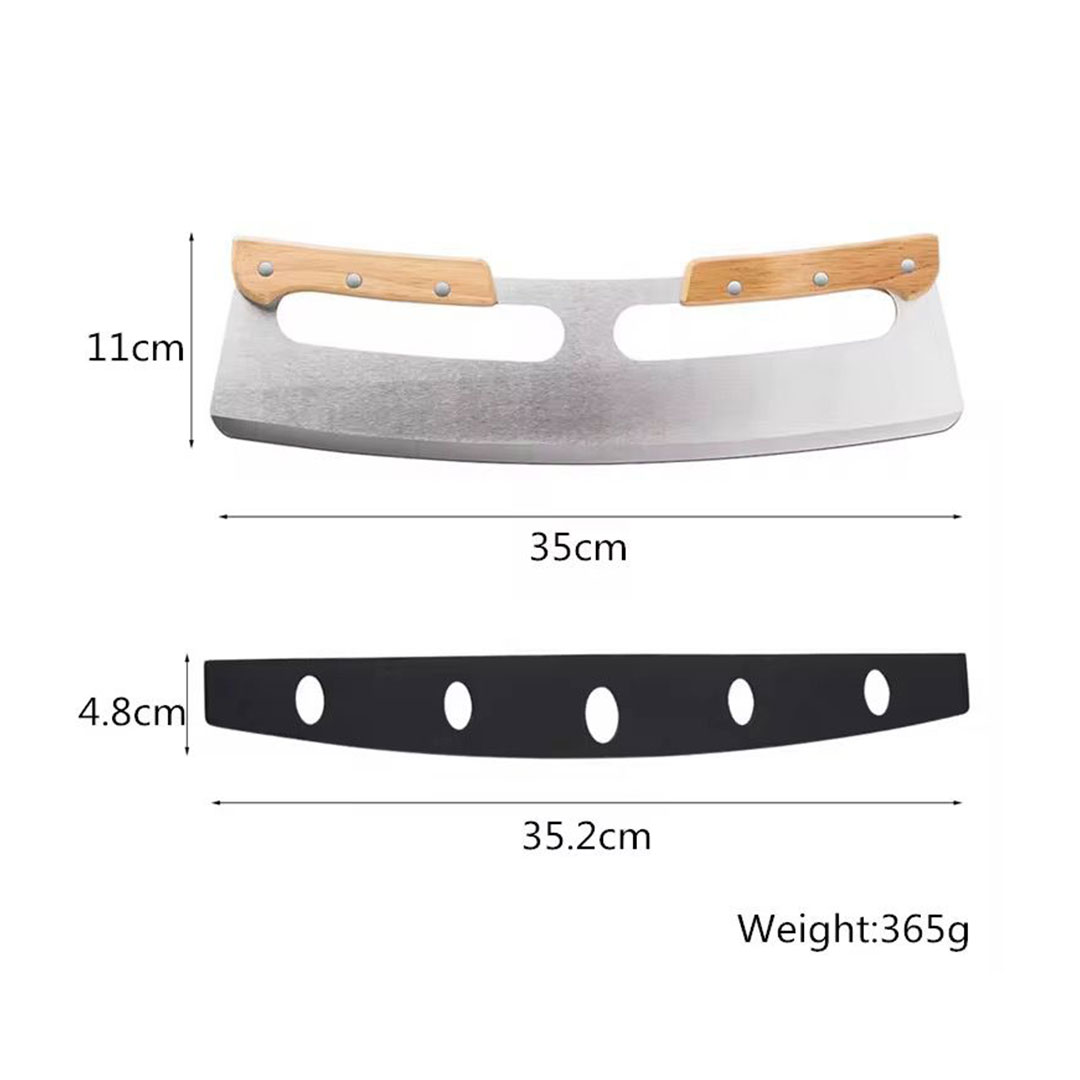 35cm Pizza Cutter Rocker with Dual Wood Handles