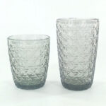 300-380ml Textured Glass Tumbler - smoky grey Woven Pattern