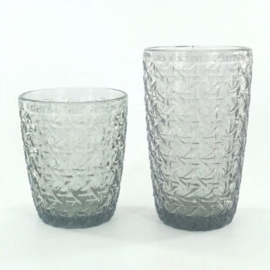 300-380ml Textured Glass Tumbler - smoky grey Woven Pattern
