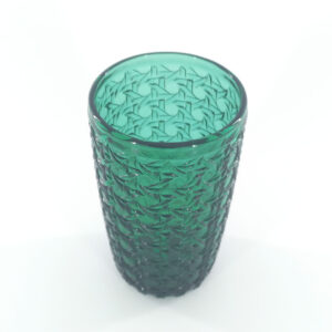 0194LG-380ml-green-glass-1 300-380ml Textured Glass Tumbler - Emerald Green Woven Pattern