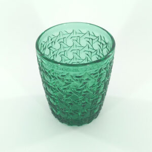0194SG-300ml-green-glass-1 300-380ml Textured Glass Tumbler - Emerald Green Woven Pattern