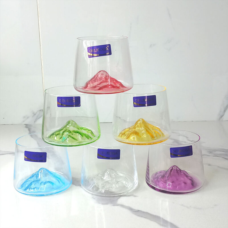 6pc 260ml Mountain Whisky Glass - Colorful Base Design