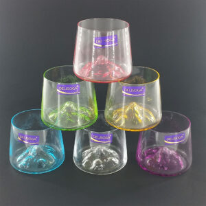 6pc 260ml Mountain Whisky Glass - Colorful Base Design
