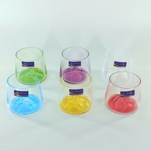 6pc 260ml Mountain Whisky Glass - Colorful Base Design