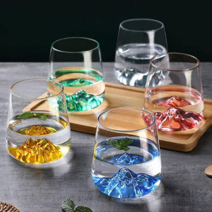 6pc 260ml Mountain Whisky Glass - Colorful Base Design