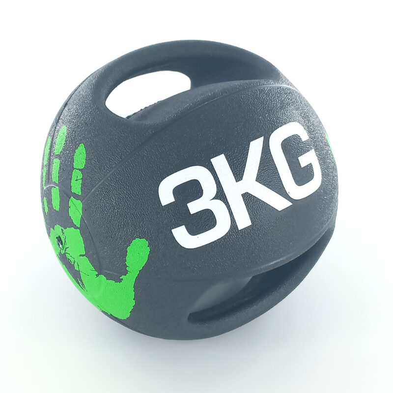 Double Handle Medicine Ball with Textured Rubber Surface - 3kg