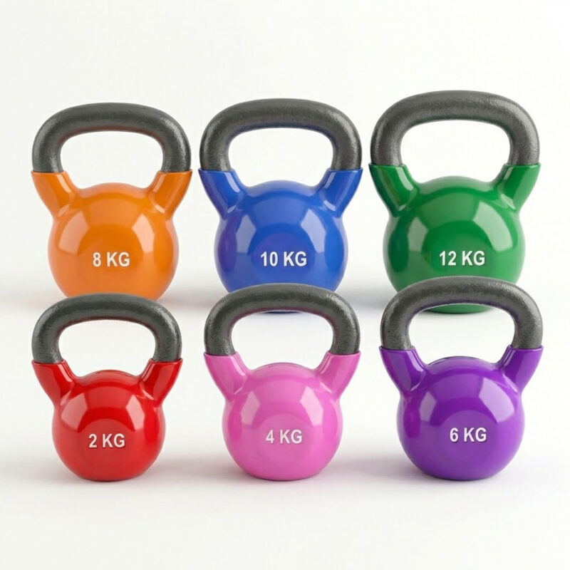 vinyl-coated-kettlebells 2 to 12Kg Color Coded Nonslip Vinyl Coated Kettlebells with Textured Grip Handle