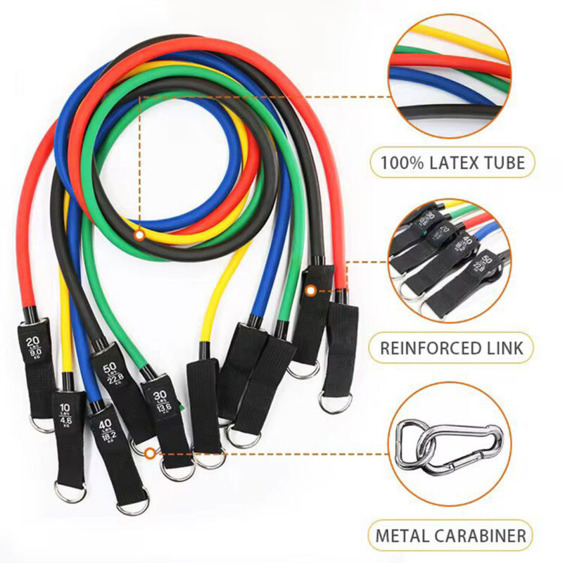 11pc Stackable Resistance Band Set - 4.6kg to 22.7kg
