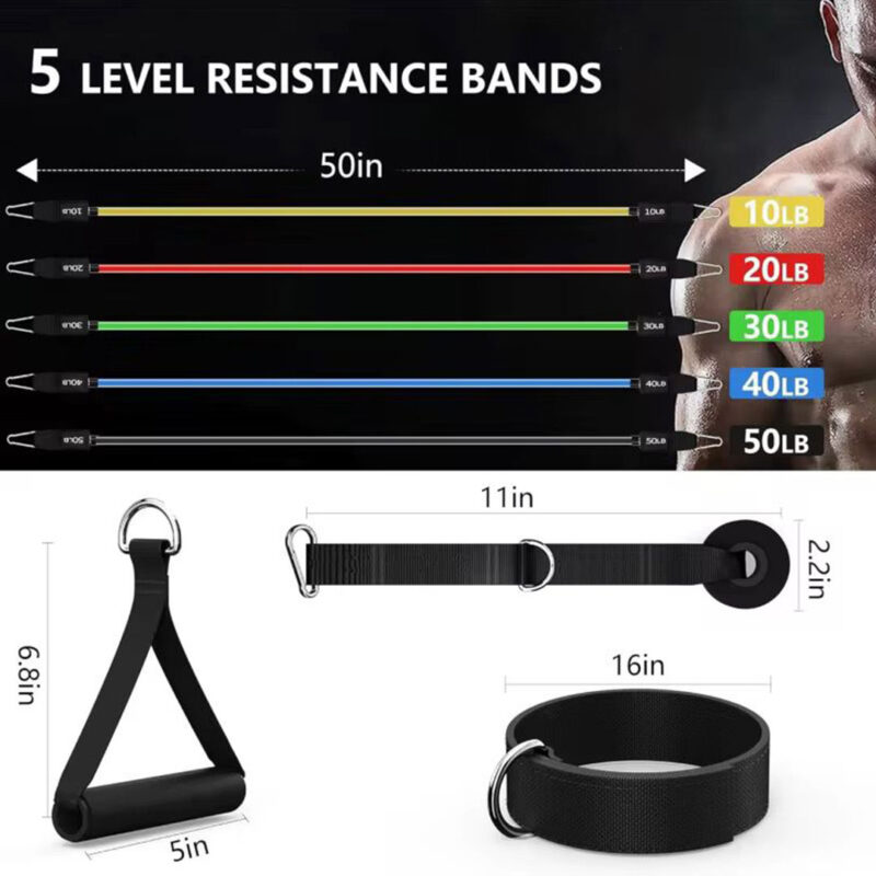 11pc Stackable Resistance Band Set - 4.6kg to 22.7kg