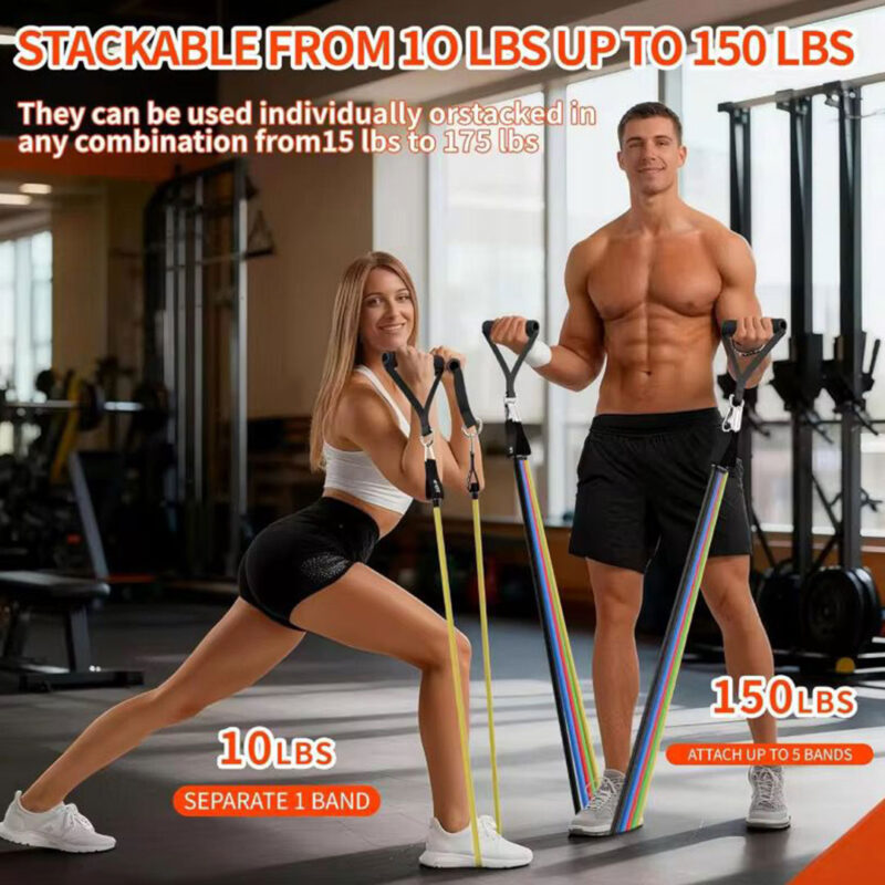 11pc Stackable Resistance Band Set - 4.6kg to 22.7kg