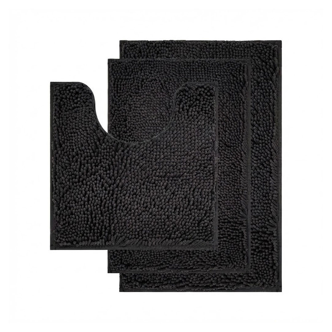 Premium 3pc Nonslip Bathroom Mat Set - Ultra Soft Shaggy